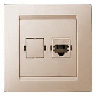 Телефонная розетка Simon 15 RJ-11 (слоновая кость) Телефонная розетка Simon 15 RJ-11 (слоновая кость)