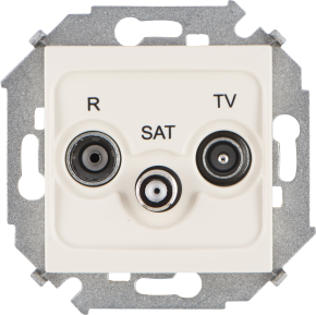 Розетка R-TV-SAT одиночная, винтовой зажим (слоновая кость) Розетка R-TV-SAT одиночная, винтовой зажим (слоновая кость)