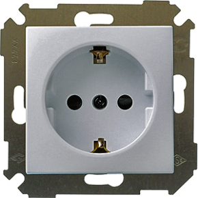 Розетка 2P+E Schuko, 16А, 250В, S34, алюминий Розетка 2P+E Schuko, 16А, 250В, S34, алюминий