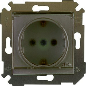 Розетка 2Р+Е Schuko, со шторками, с крышкой, 16А, 250В, S34, графит Розетка 2Р+Е Schuko, со шторками, с крышкой, 16А, 250В, S34, графит