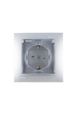 Розетка Simon 15 с заземлением, шторками и крышкой IP44 (алюминий) Розетка Simon 15 с заземлением, шторками и крышкой IP44 (алюминий)