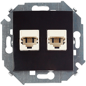 Розетка компьютерная двойная RJ45 кат.5е (чёрный) Розетка компьютерная двойная RJ45 кат.5е (чёрный)