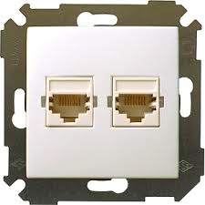 Розетка компьютерная двойная RJ45 кат.5е, S34, слоновая кость Розетка компьютерная двойная RJ45 кат.5е, S34, слоновая кость