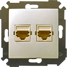 Розетка компьютерная двойная RJ45 кат.5е, S34, шампань Розетка компьютерная двойная RJ45 кат.5е, S34, шампань