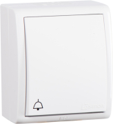 Кнопка клавишная с символом «Звонок» с подсветкой Simon 15 Aqua, (белый)