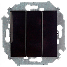 Трёхклавишный выключатель Simon 15 (чёрный)