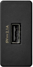 Зарядное устройство USB Simon на 1 модуль, USB-A - 2.1A, 2.1A (Графит)