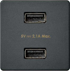 Зарядное устройство USB Simon, 2 x USB-A - 2.1A, 2.1A (Графит)