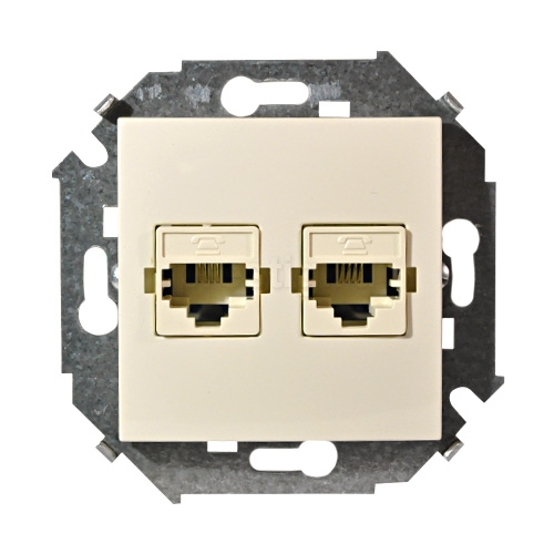 Двойная телефонная розетка RJ11, слоновая кость Двойная телефонная розетка RJ11, слоновая кость