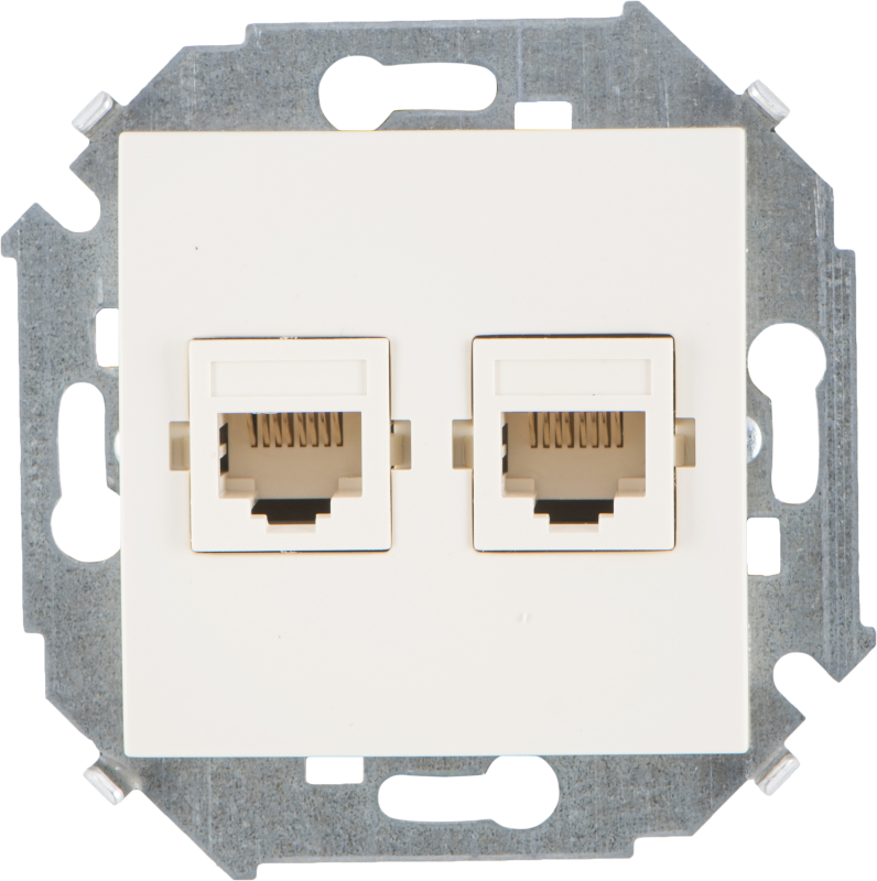 Двойная компьютерная розетка Simon 15 RJ-45 (слоновая кость) Двойная компьютерная розетка Simon 15 RJ-45 (слоновая кость)
