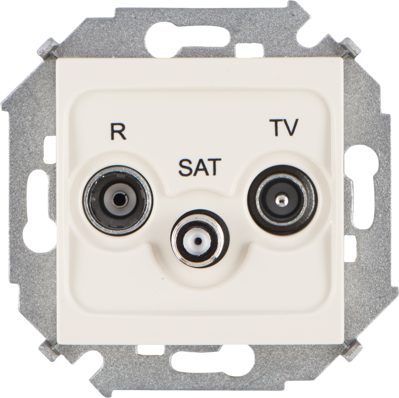 Розетка R-TV-SAT одиночная, винтовой зажим (слоновая кость) Розетка R-TV-SAT одиночная, винтовой зажим (слоновая кость)
