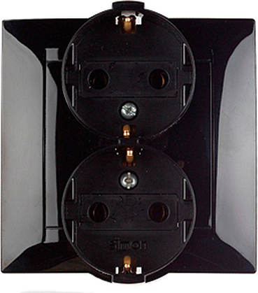 Розетка электрическая в сборе с рамкой Simon 15 (чёрный)
