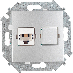 Телефонная розетка Simon 15 RJ-11 (алюминий) Телефонная розетка Simon 15 RJ-11 (алюминий)