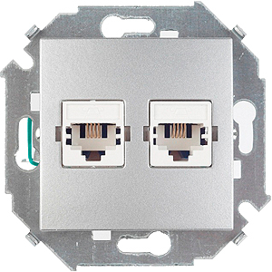 Двойная телефонная розетка Simon 15 RJ11 (алюминий) Двойная телефонная розетка Simon 15 RJ11 (алюминий)