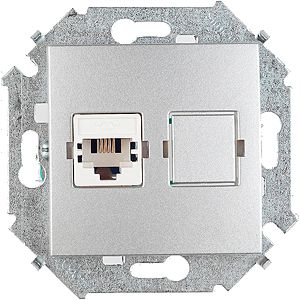 Компьютерная розетка Simon 15 RJ-45 (алюминий) Компьютерная розетка Simon 15 RJ-45 (алюминий)