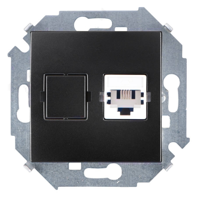 Телефонная розетка Simon 15 RJ-11 (графит) Телефонная розетка Simon 15 RJ-11 (графит)